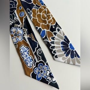 Hermes Silk Bingata Twilly Marine Tabac